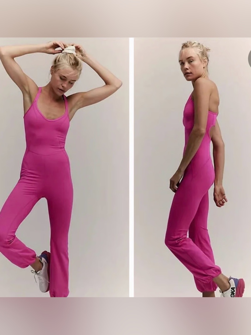 Free people Neon Pink Racerback Jumpsuit